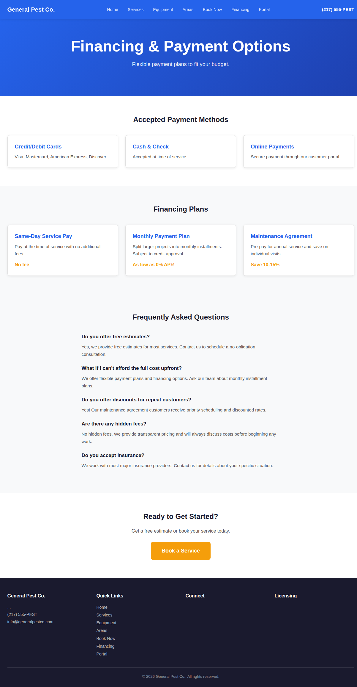 Financing Options Page